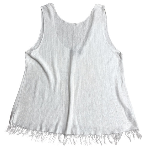 Theory White Fringe Hem Tank Top Size L - Picture 1 of 5